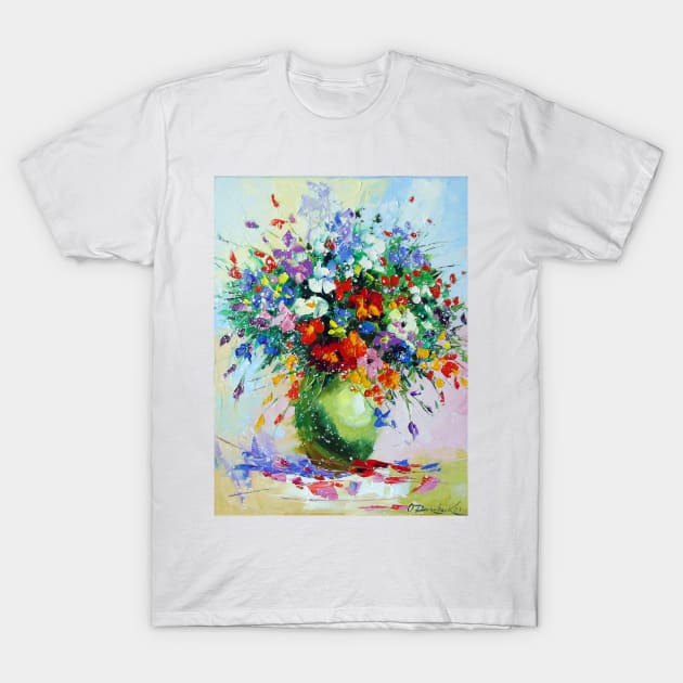 A bouquet of meadow flowers in a vase T-Shirt by OLHADARCHUKART